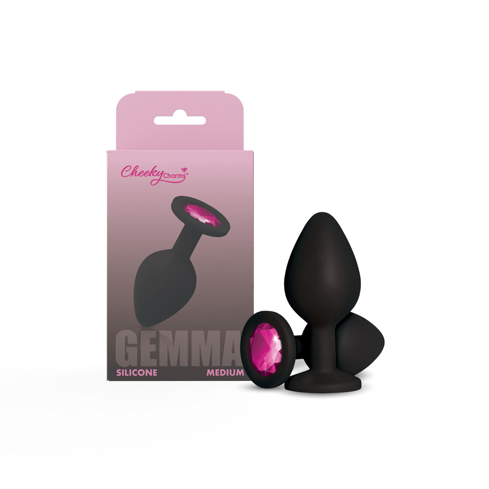 Gemma Pink Gem Black Silicone Plug - Medium - Tester