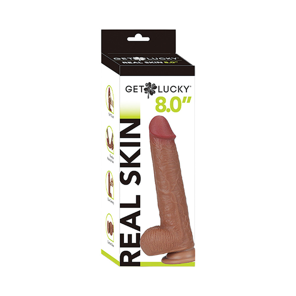 Real Skin 8" Dual Layer Dildo - Light Brown