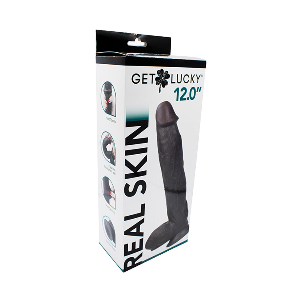 Real Skin 12” Dual Layer Dildo - Dark Brown
