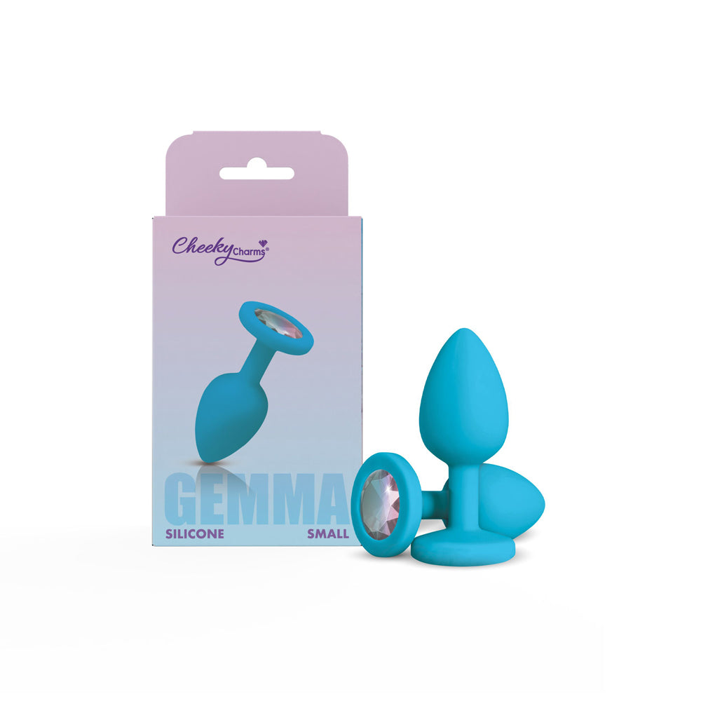 Gemma Clear Iridescent Gem Teal Silicone Plug - Small - Tester
