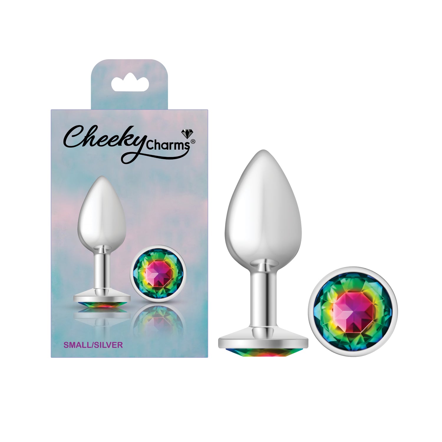 Rainbow Round Gem Silver Metal Plug - Small - Tester