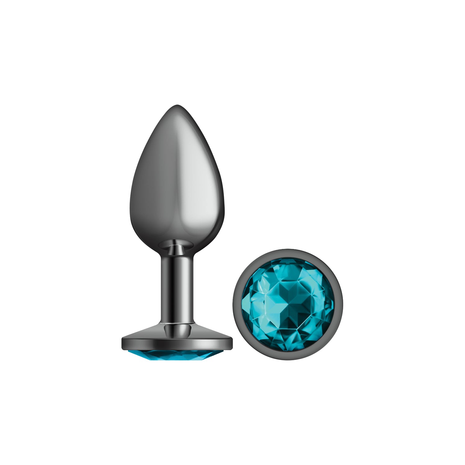 Teal Round Gem Gunmetal Metal Plug - Small - Tester