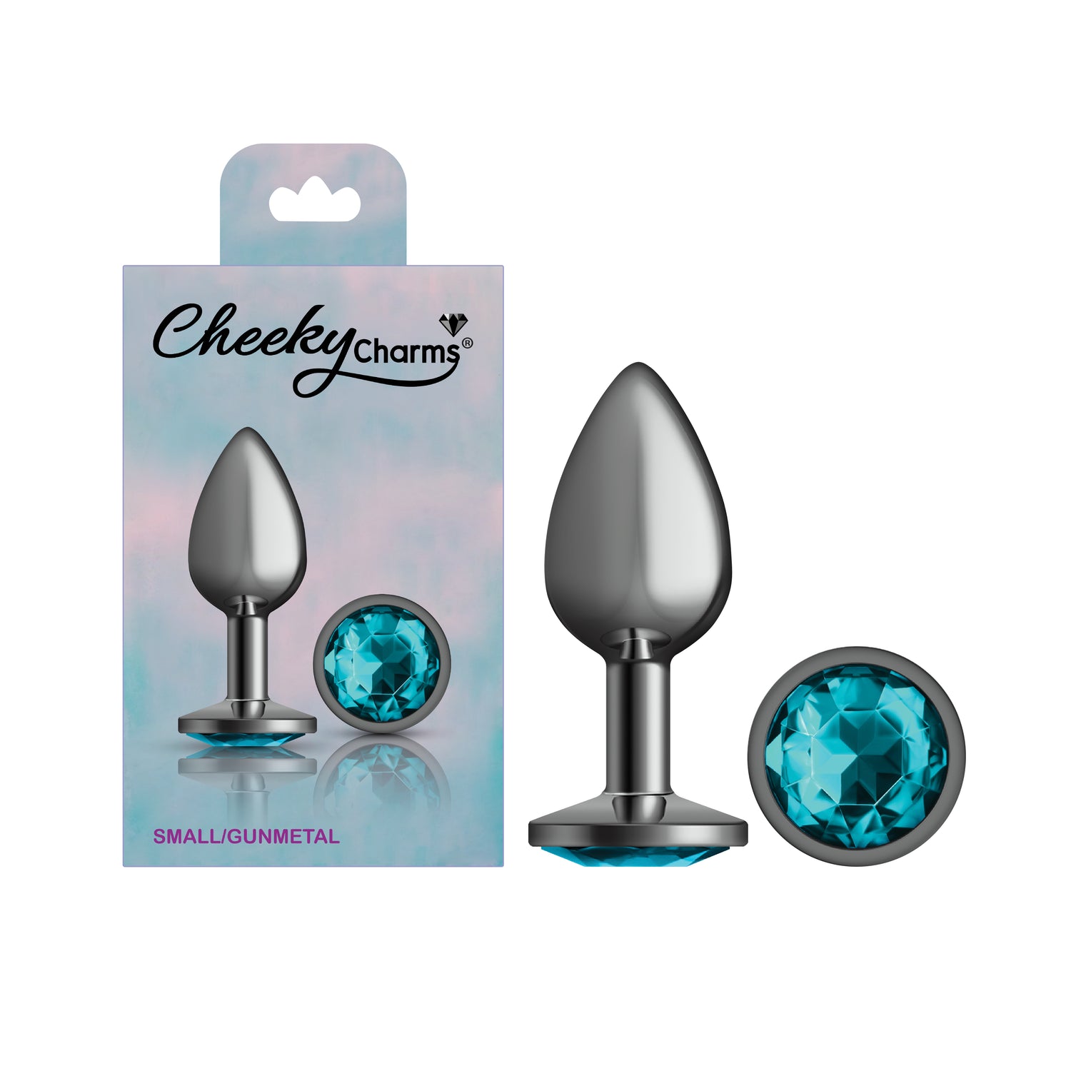 Teal Round Gem Gunmetal Metal Plug - Small - Tester