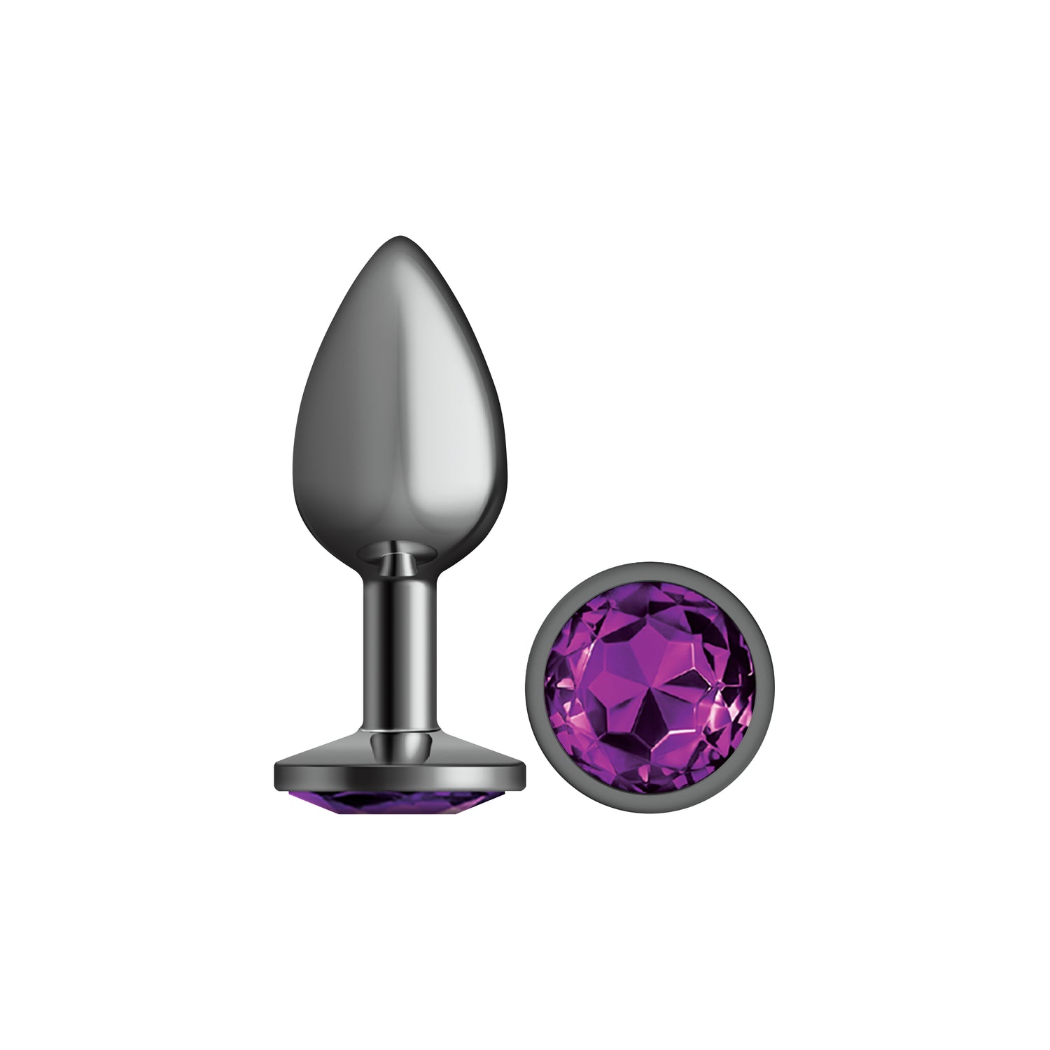Purple Round Gem Gunmetal Metal Plug - Small - Tester