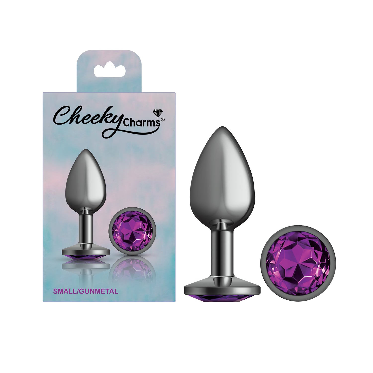 Purple Round Gem Gunmetal Metal Plug - Small - Tester
