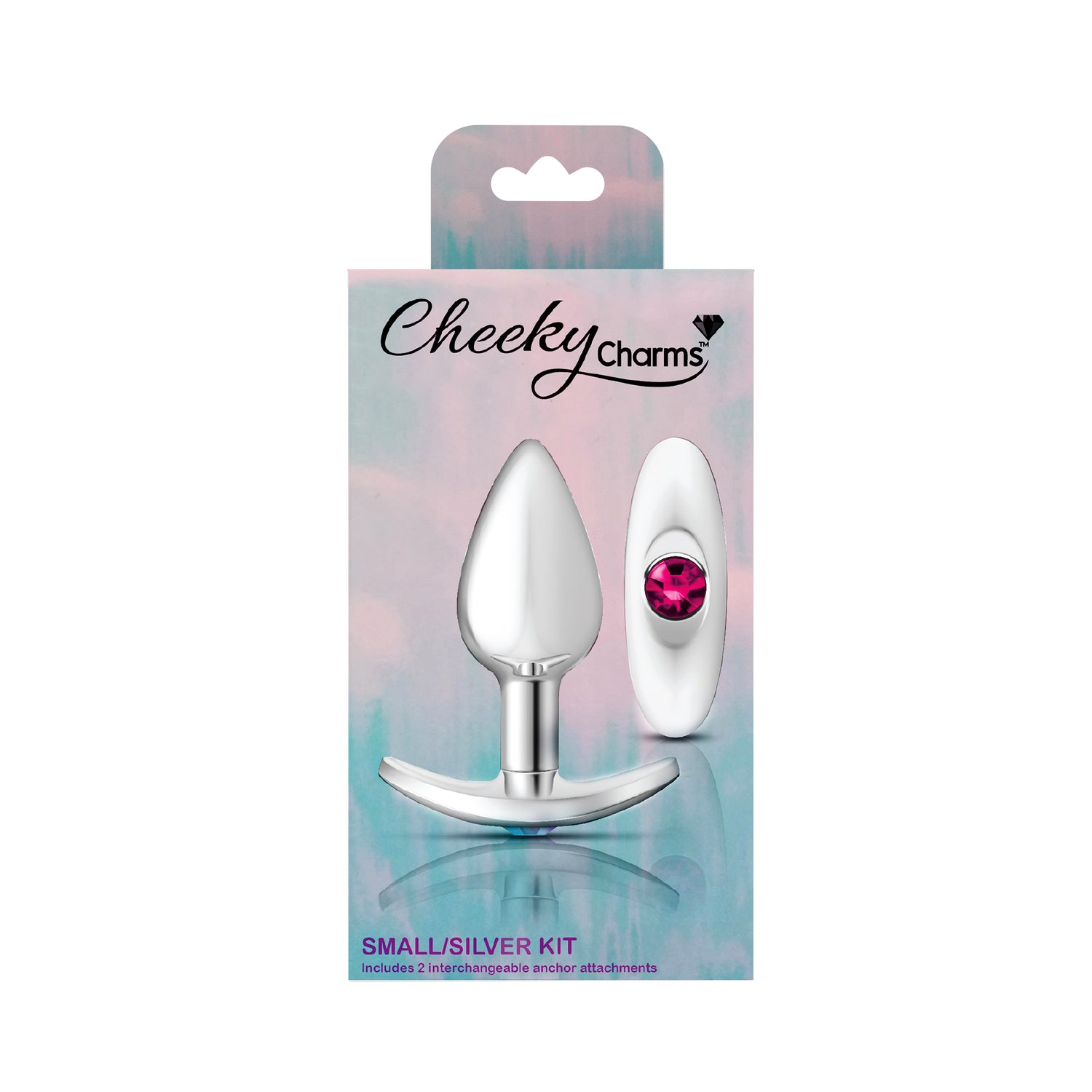Silver Anchor Butt Plug Kit - Clear Iridescent/Pink - Tester