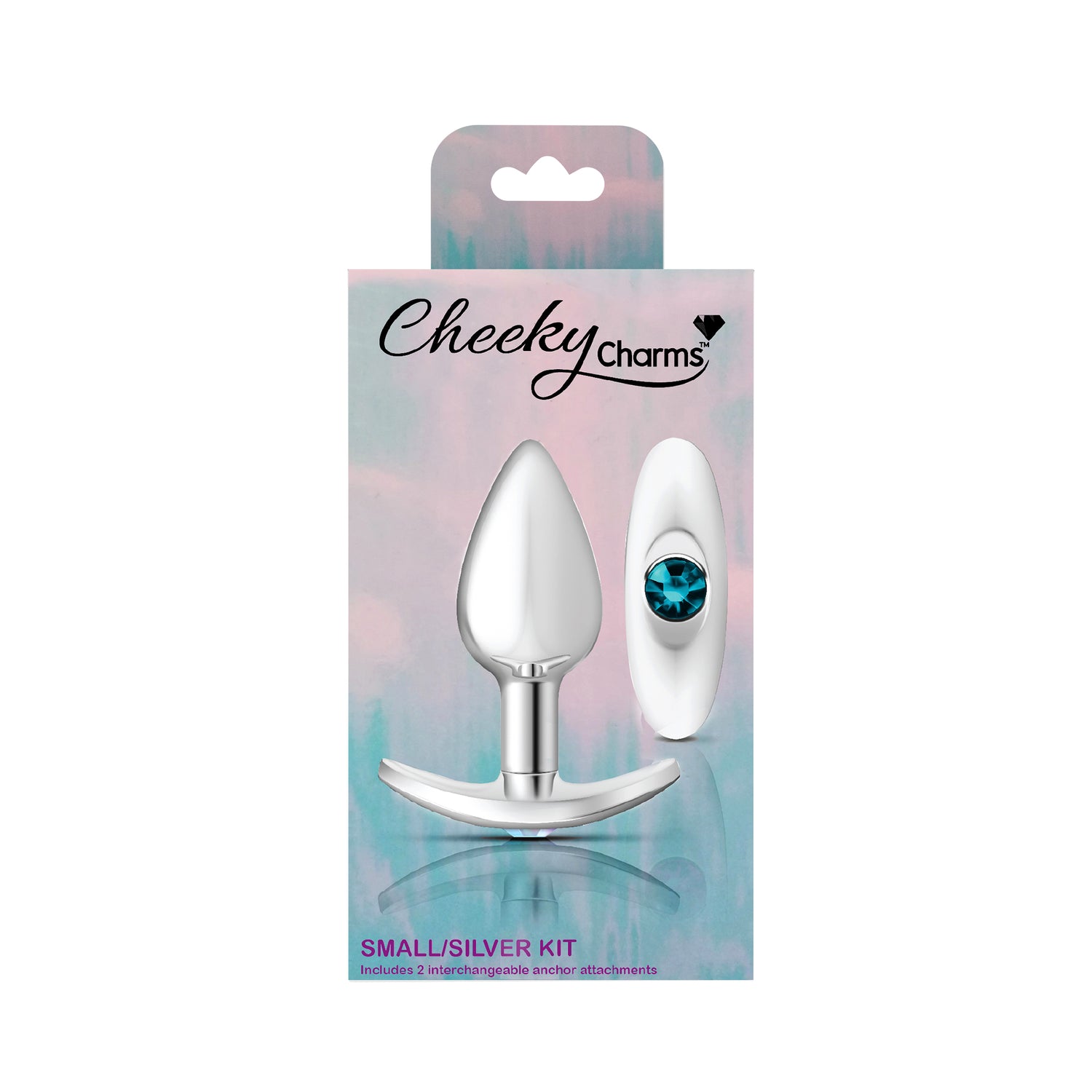 Silver Anchor Butt Plug Kit - Clear Iridescent/Teal - Tester