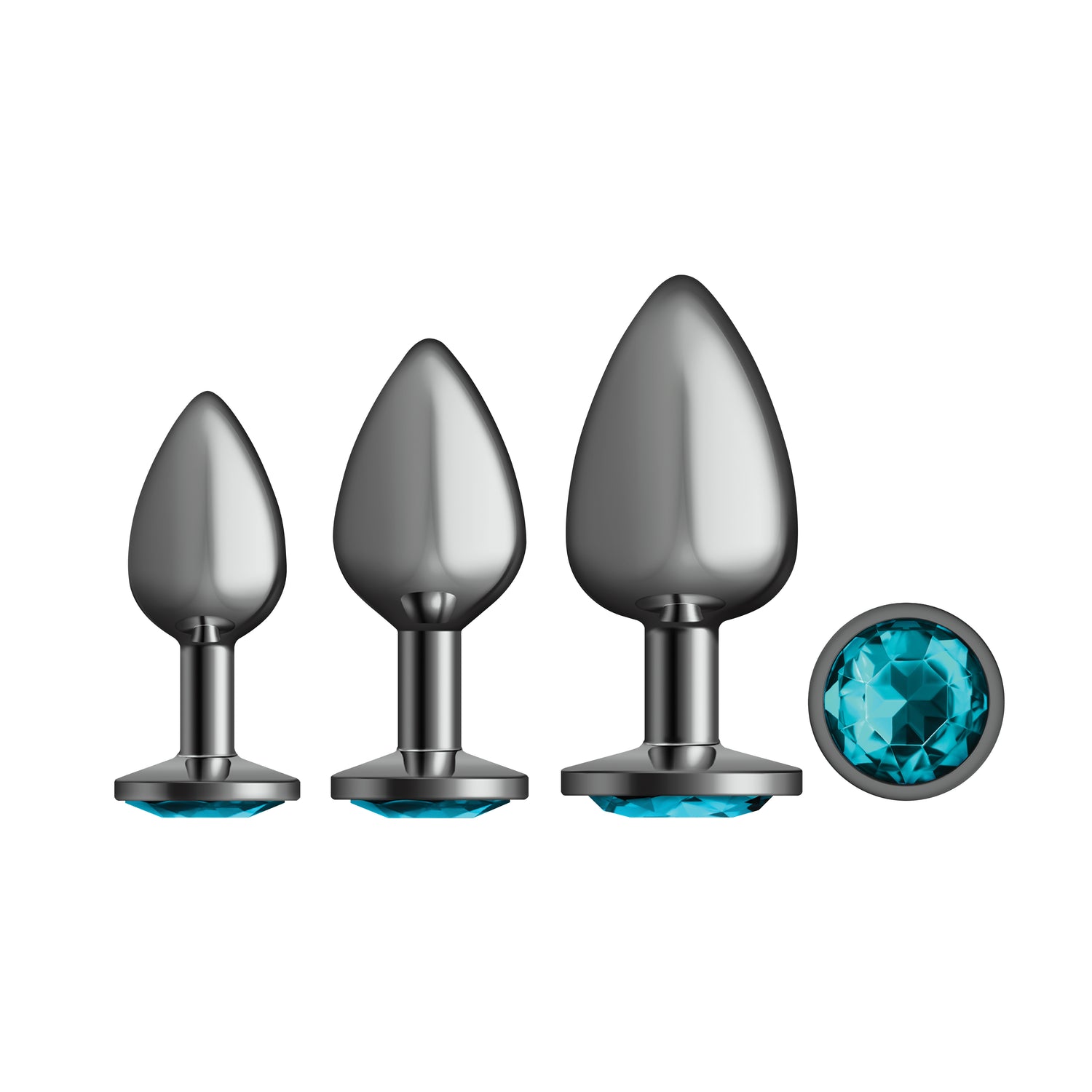 Teal Round Gem Anal Trainer Kit - Gunmetal - Tester