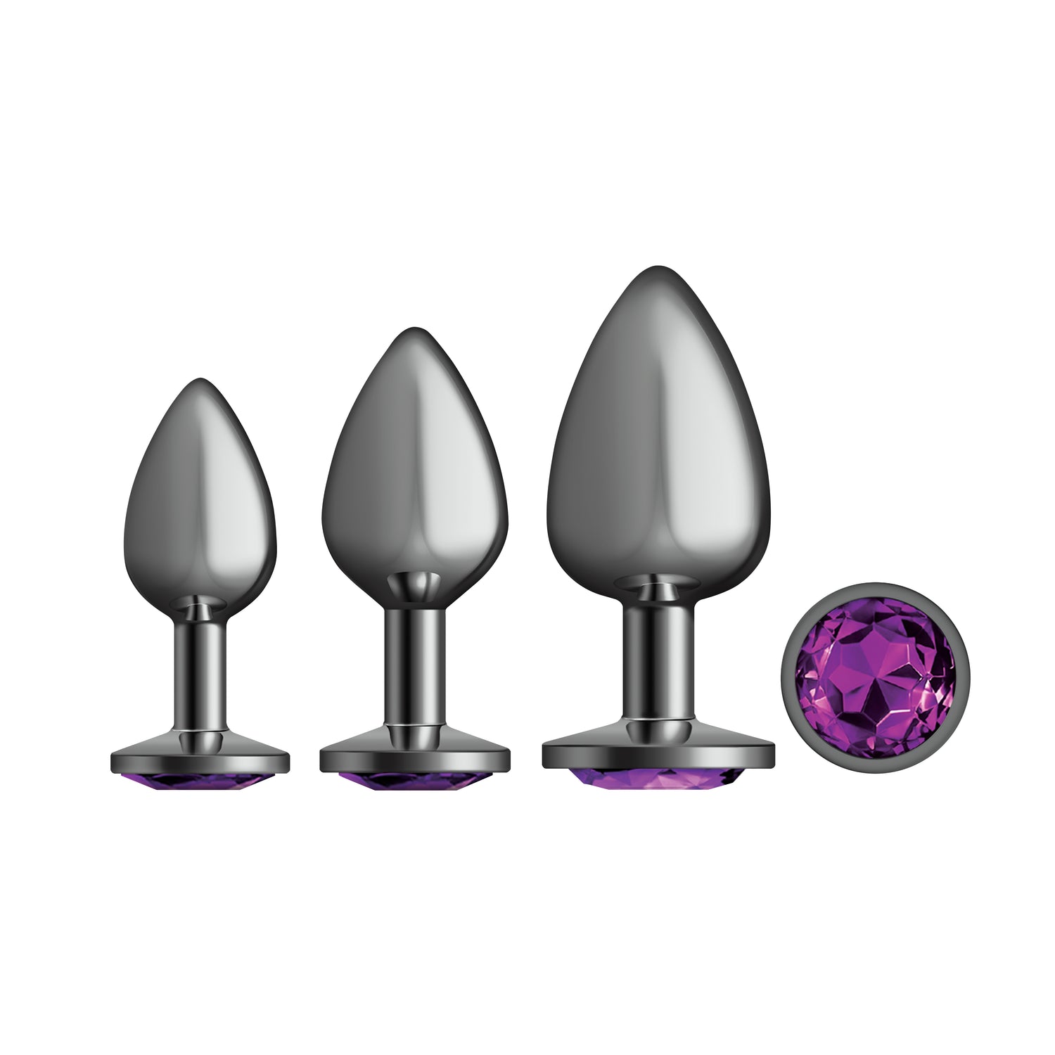 Purple Round Gem Anal Trainer Kit - Gunmetal - Tester