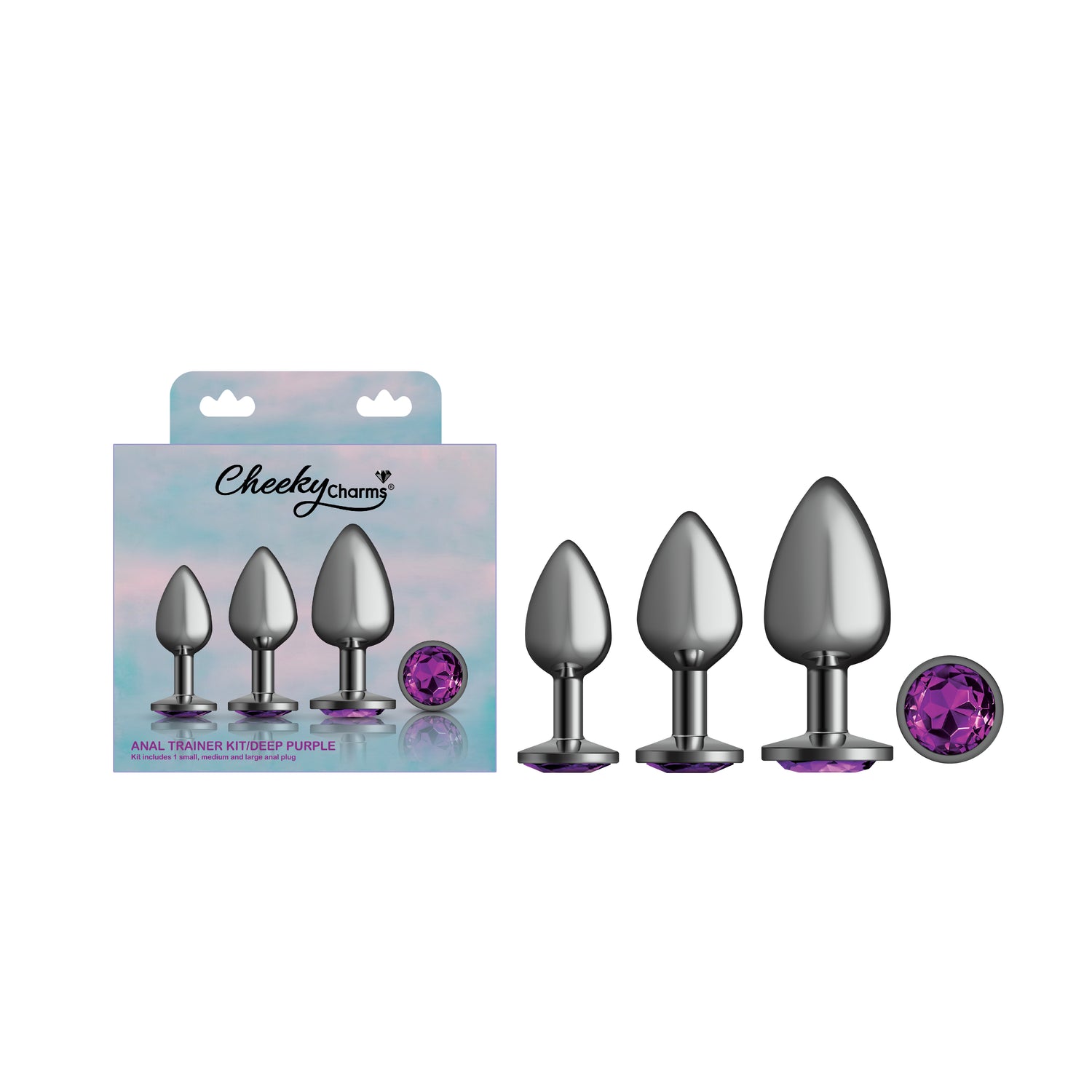 Purple Round Gem Anal Trainer Kit - Gunmetal - Tester