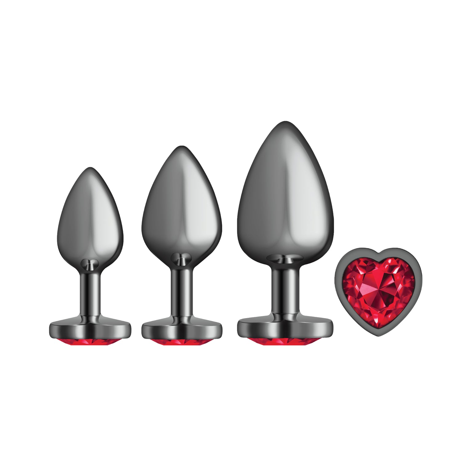 Red Heart Gem Anal Trainer Kit - Gunmetal - Tester