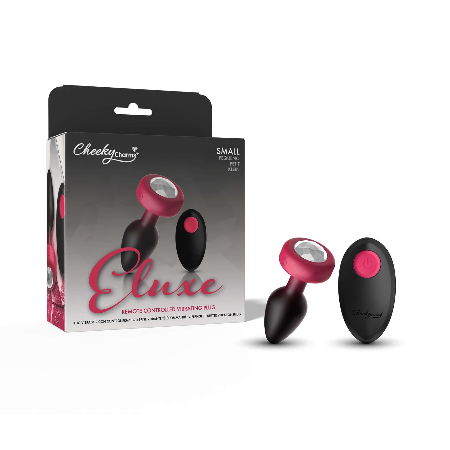 Eluxe Vibrating Clear Gem Ruby Ombre Vibrating Plug - Small With Remote - Tester