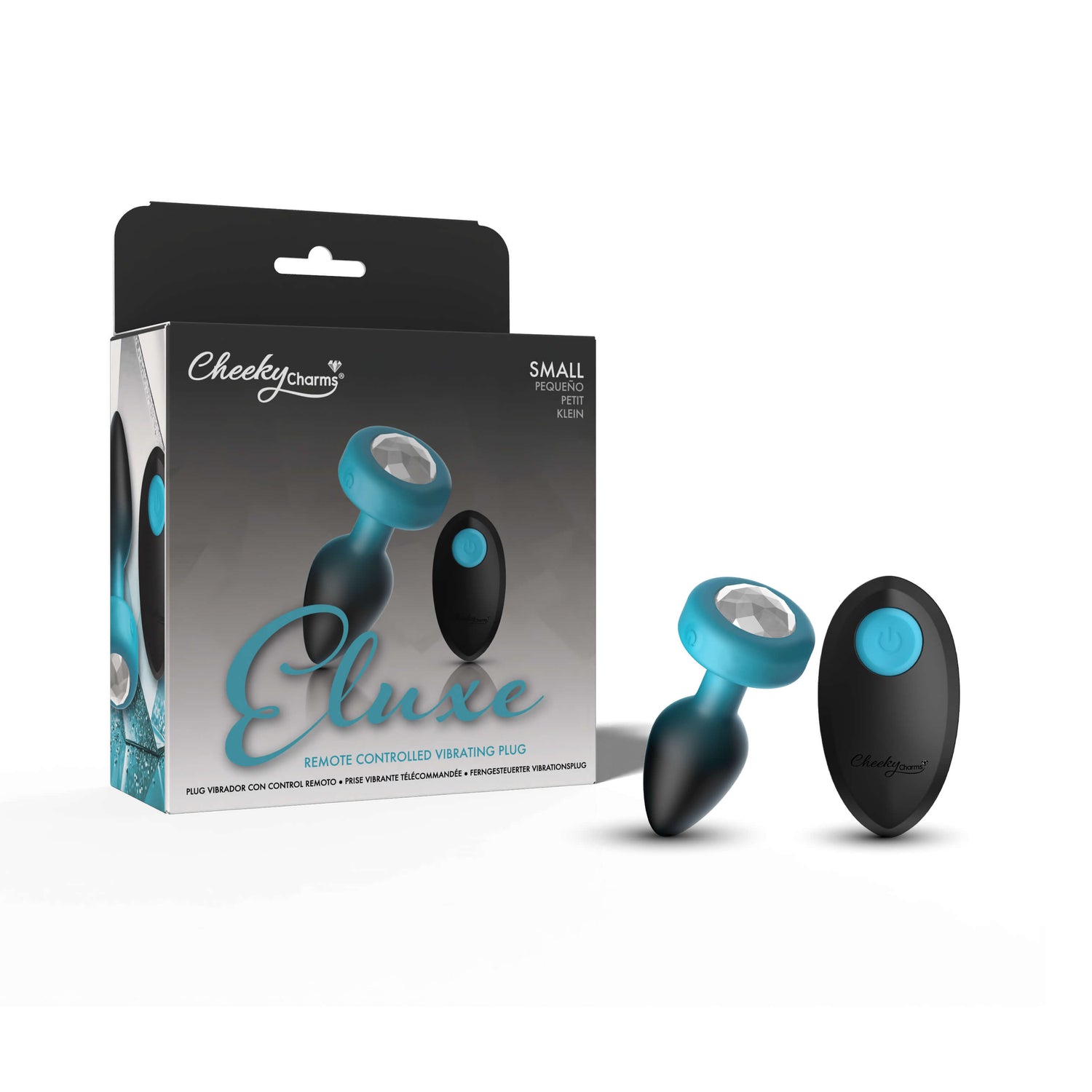 Eluxe Vibating Clear Gem Blue Ombre Vibrating Plug - Small With Remote - Tester