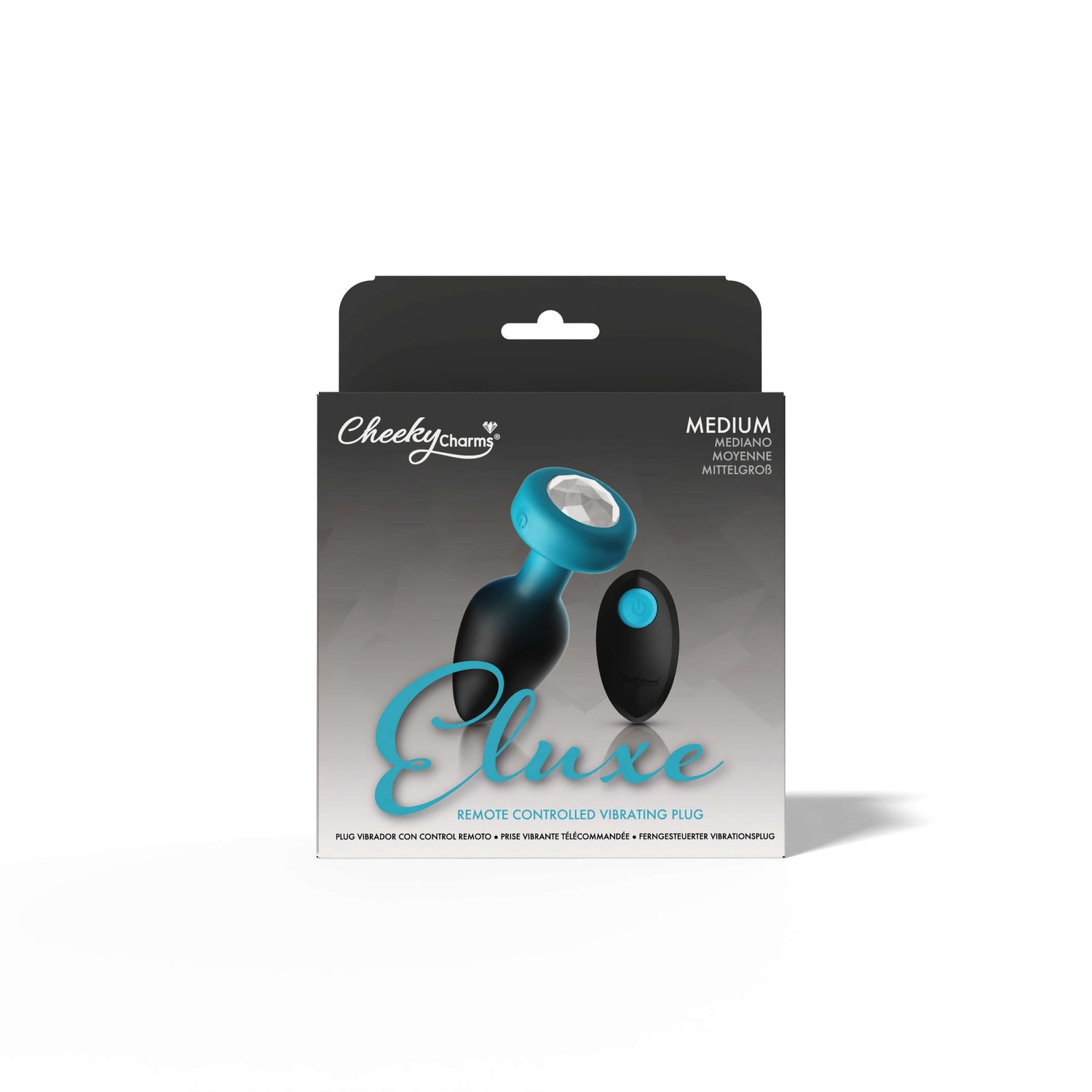 Eluxe Vibating Clear Gem Blue Ombre Vibrating Plug - Medium With Remote - Tester