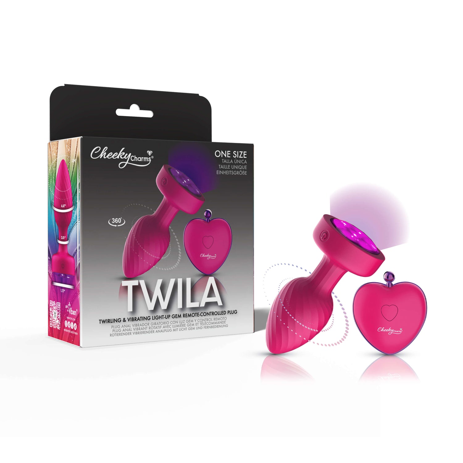 Twila Twirling Purple Gem Light Up Vibrating Pink Plug With Heart Remote - Tester