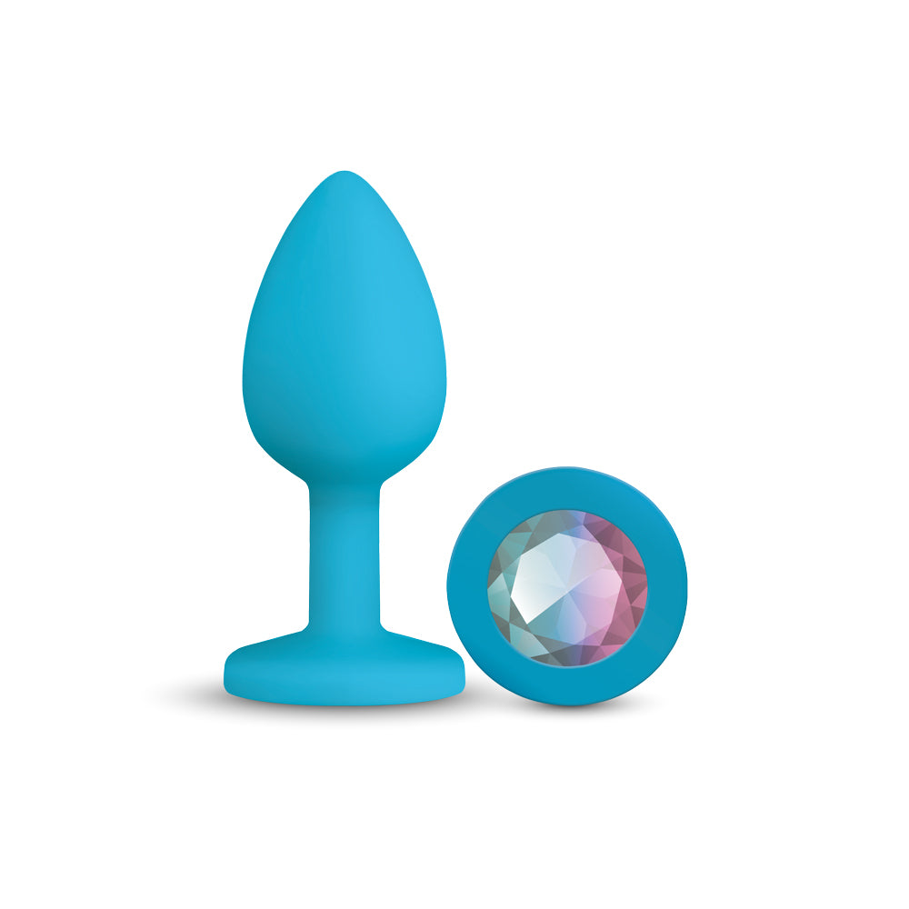 Gemma Clear Iridescent Gem Teal Silicone Plug - Large - Tester