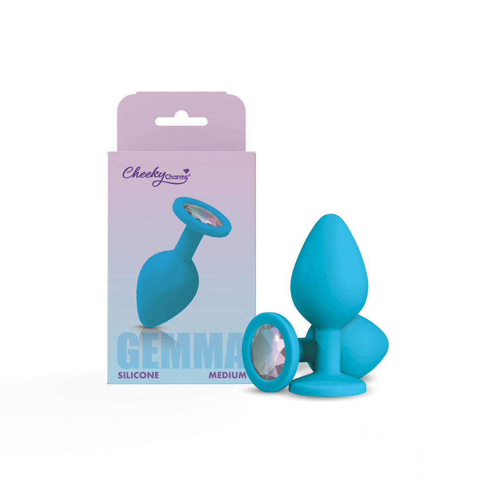 Gemma Clear Iridescent Gem Teal Silicone Plug - Medium - Tester
