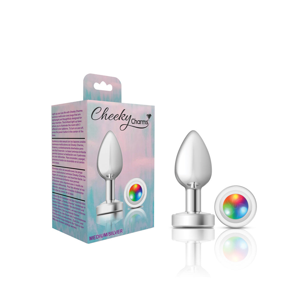 Light Up Silver Metal Butt Plug - Medium - Tester