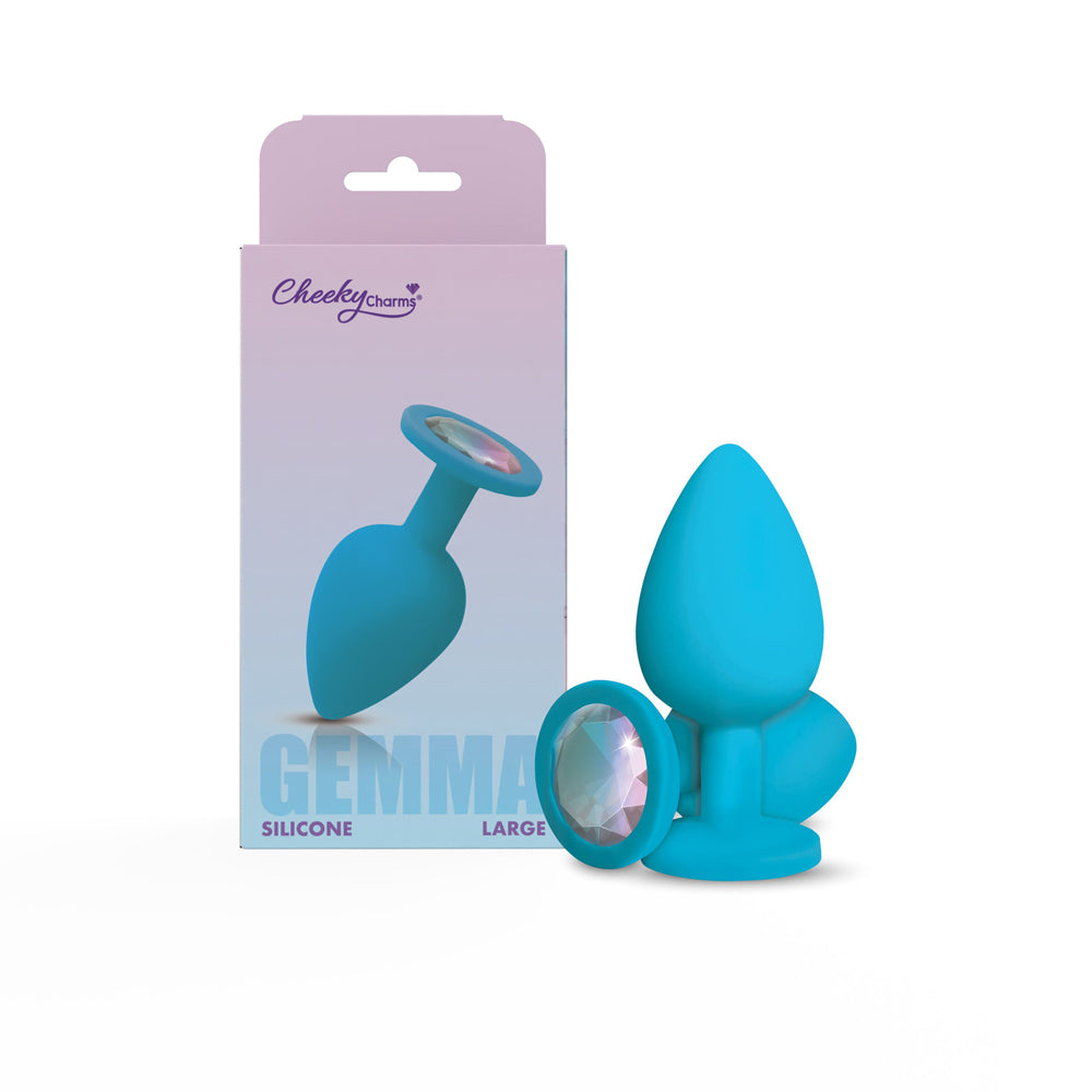 Gemma Clear Iridescent Gem Teal Silicone Plug - Large - Tester