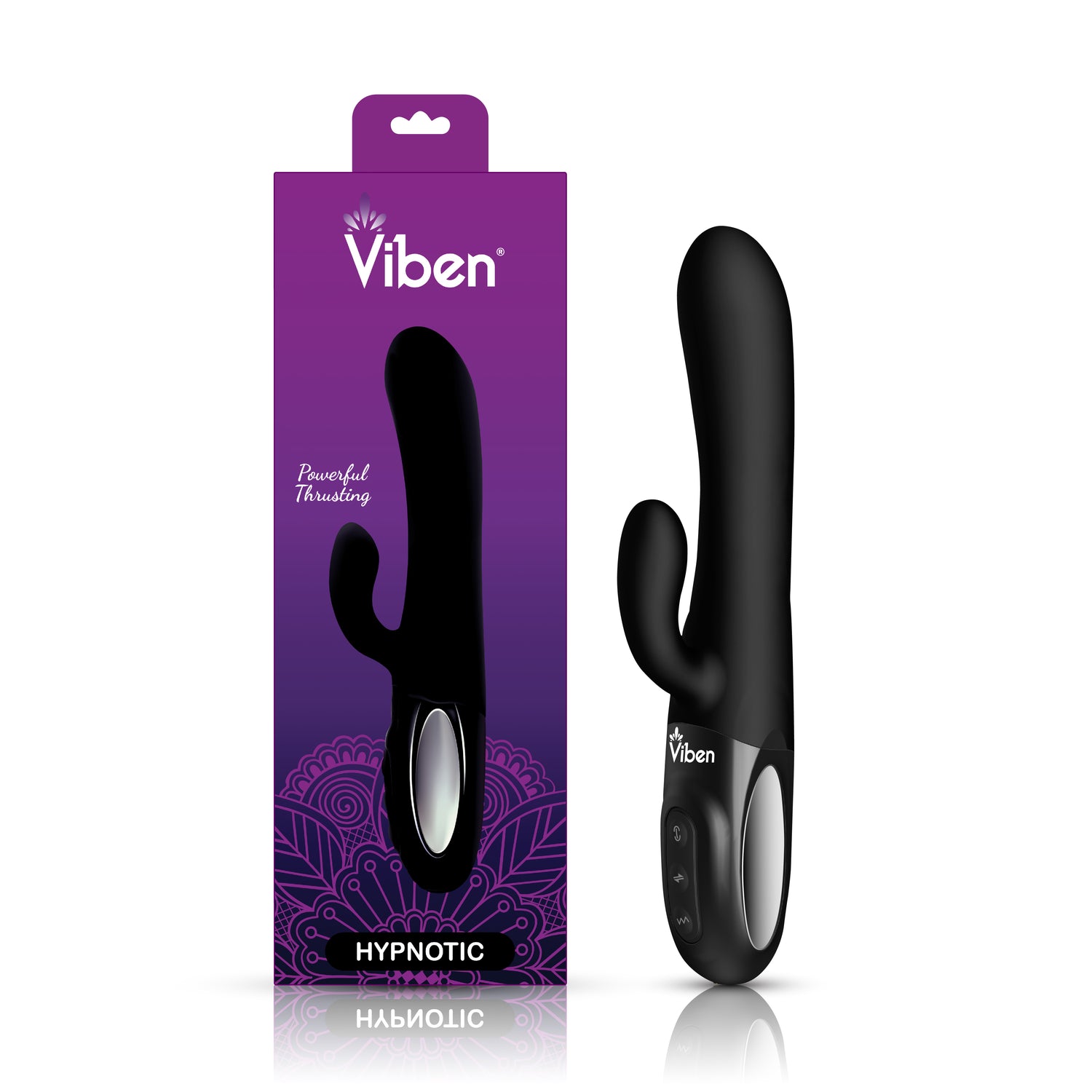 Hypnotic Clit Teaser & Thrusting Rabbit - Black - Tester